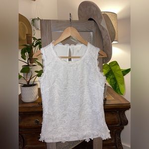 *BEAUTIFUL* Adiva white blouse with floral texture design, XS